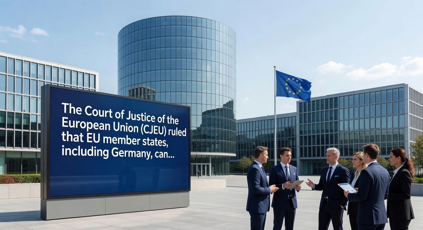 Grafik zu Online-Glücksspielregulierungen in der EU mit Fokus auf Deutschland und Malta, inklusive Waage-Symbol für Rechtliche Balance