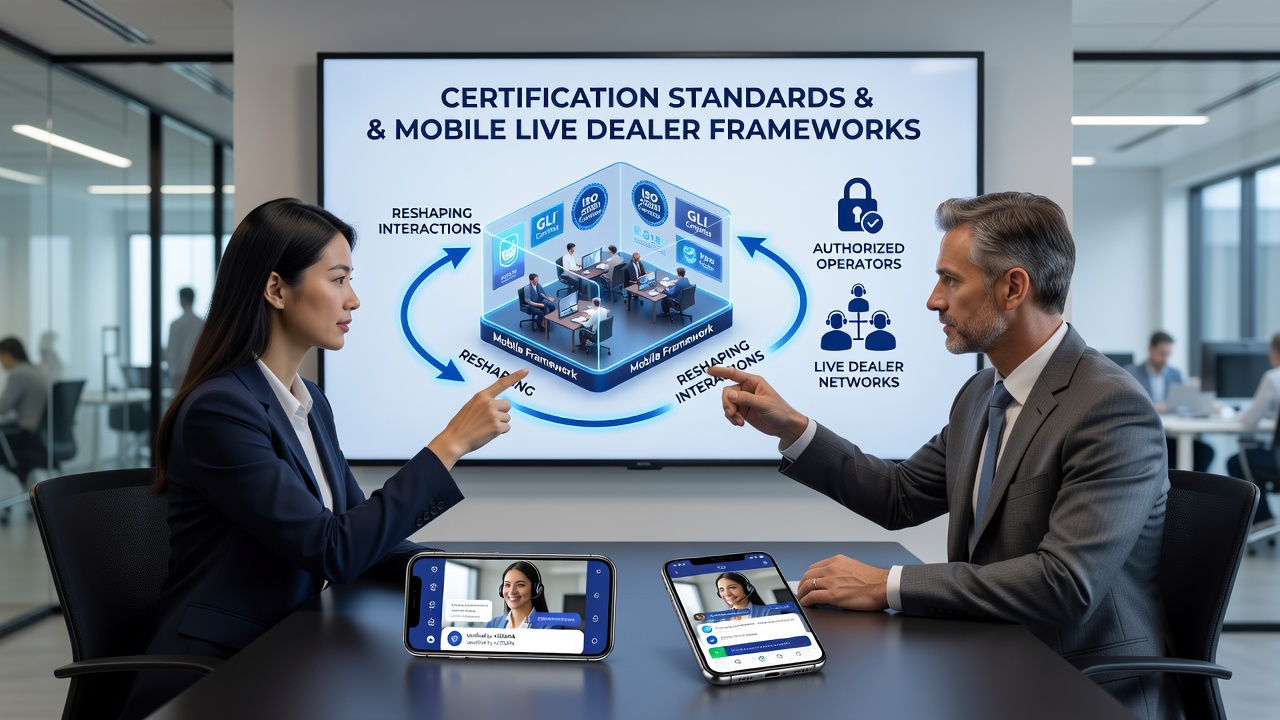 Mobile Schnittstelle eines zertifizierten Live-Dealer-Tisches mit integrierten Sicherheitsprotokollen